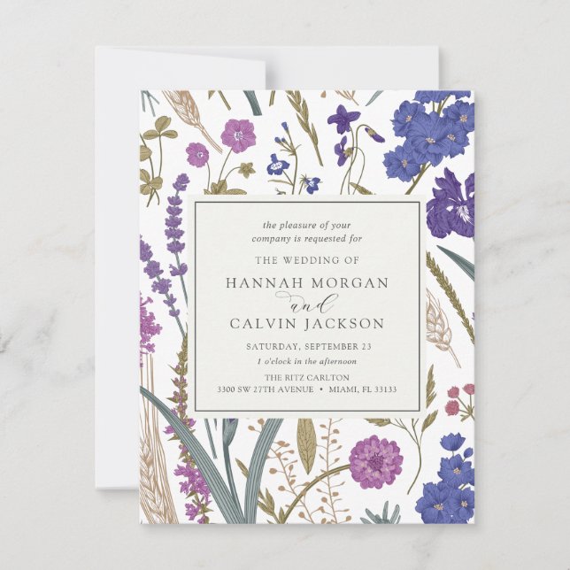 Boho Wildblombröllopsinbjudan Inbjudningar (Framsida)