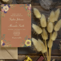 Boho Wildblombröllopsinbjudan