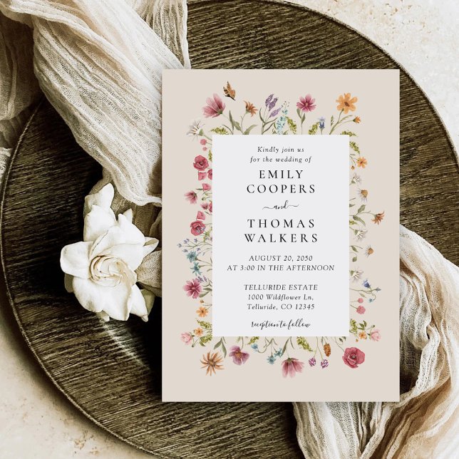 Boho Wildblombröllopsinbjudan Spara Datumet (Skapare uppladdad)
