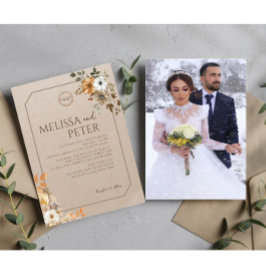 Boho WildblomBrown Photo Bröllop Inbjudningar
