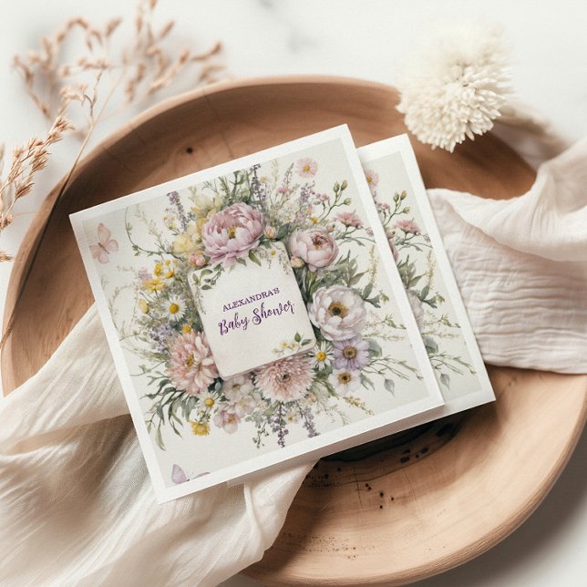 Boho WildblomButterflies Baby Shower Pappersservett (Skapare uppladdad)