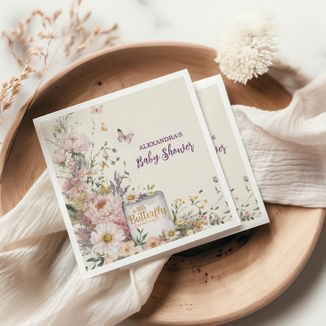 Boho WildblomButterflies Baby Shower Pappersservett (Skapare uppladdad)