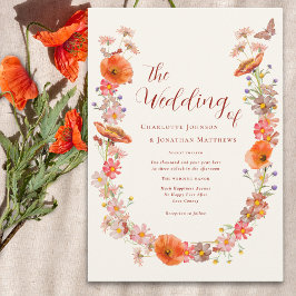 Boho WildblomButterfly Earthy Tones Inbjudningar