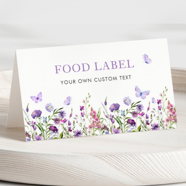 Boho WildblomButterfly Food Label Bordsnummer (Boho Wildflower Butterfly Food Label)