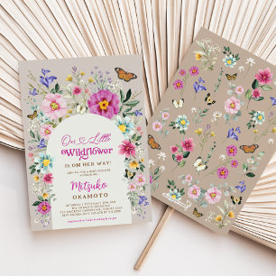 Boho WildblomButterfly Garden Girl Baby Shower Inbjudningar