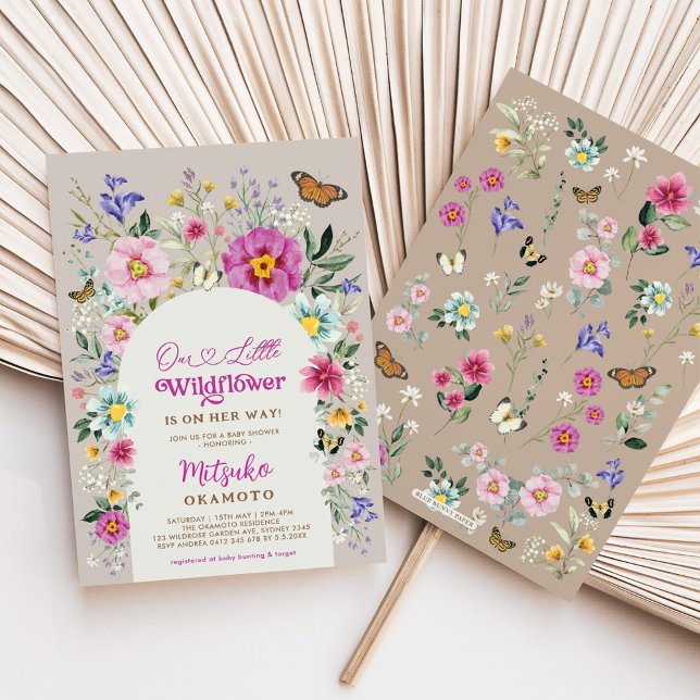 Boho WildblomButterfly Garden Girl Baby Shower Inbjudningar (Skapare uppladdad)