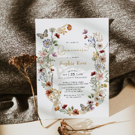 Boho WildblomButterfly Garden Quinceañera Inbjudningar