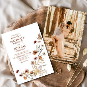 Boho WildblomButterfly Photo Garden Wedding Inbjudningar