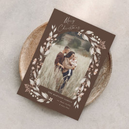 Boho Wildblomch Arch Photo jul Julkort