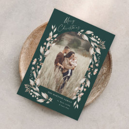 Boho Wildblomch Arch Photo jul Julkort