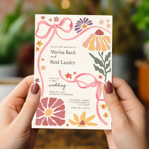 Boho Wildblomcoquette Bröllop Inbjudningar