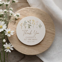 Boho Wildblomdag Birthday Tack Runt Klistermärke