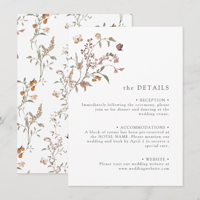 Boho Wildblomdetalj Tilläggskort (Fram/baksida)