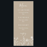 Boho wildblomearthy tan bröllop meny<br><div class="desc">Menyn Boho earthy tan simple elegant wildblomma bröllop.</div>