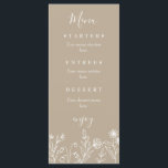 Boho wildblomearthy tan bröllop meny<br><div class="desc">Menyn Boho earthy tan simple elegant wildblomma bröllop.</div>