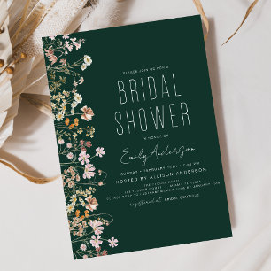 Boho WildblomEmerald Grönt Möhippa Inbjudningar