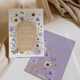 Boho Wildblomfairy First Birthday Garden Party Inbjudningar