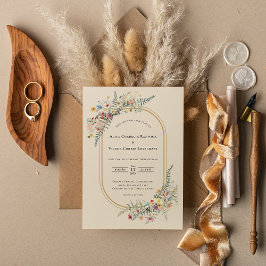 Boho WildblomFern Beige Bröllop Inbjudningar