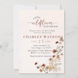 Boho Wildblomfjäril Baby Shower-inbjudan Inbjudningar