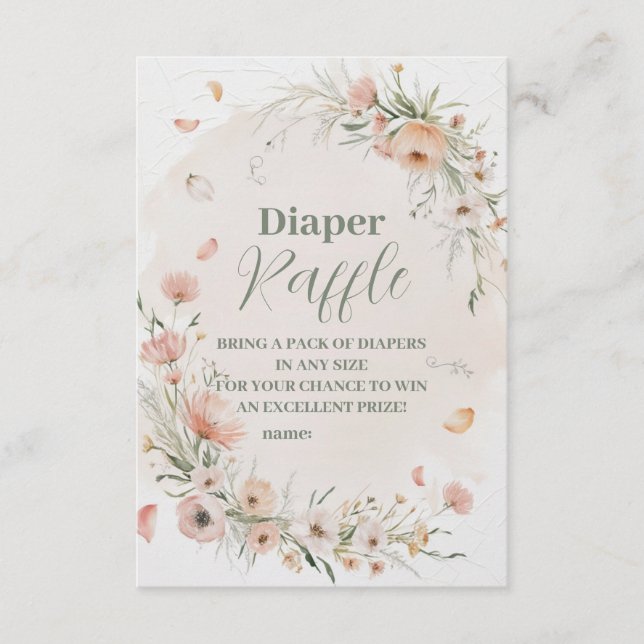 Boho WildblomFlora Diapper Raffle Tilläggskort (Framsida)