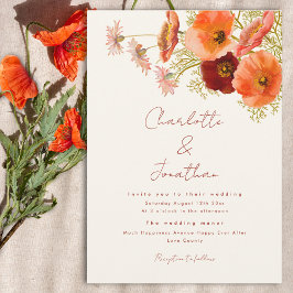 Boho Wildblomfluga Wedding Inbjudningar