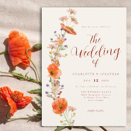 Boho Wildblomfluga Wedding Inbjudningar