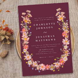Boho Wildblomfluga Wedding Inbjudningar