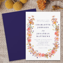 Boho Wildblomfluga Wedding Inbjudningar
