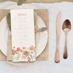 Boho Wildblomfluga Wedding Meny<br><div class="desc">Lägg till lite höstmagi till din bröllopsmottagning med Boho Fall Wildblomma Meadow Bröllop Menu Ta riken, romantisk skönhet från hösten till bord i bröllop med Boho Fall Wildblomme Bröllop Menu, en perfekt blandning av rustisk charm och elegant. Den här handgjorda menyn är inspirerad av struktur och ett sjudande färg av...</div>