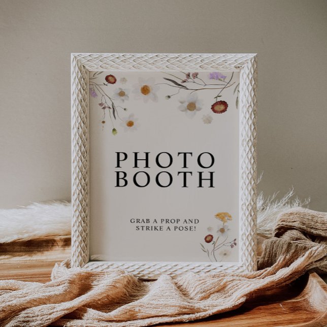 Boho Wildblomfoto Booth Bröllop-tecken Poster (Skapare uppladdad)