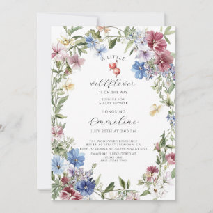 Boho WildblomGirl Baby in Bloom Baby Shower Inbjudningar