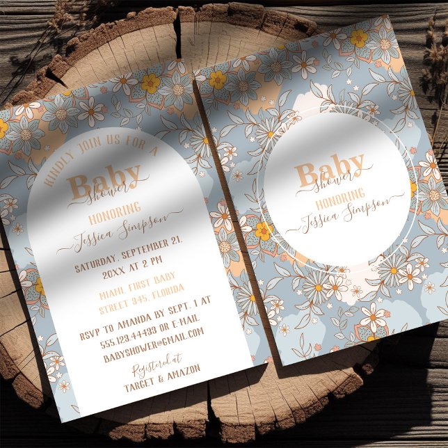 Boho WildblomGirl Baby Shower-inbjudan Inbjudningar (Skapare uppladdad)