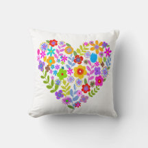 Boho WildblomHeart Dekorativ kudde