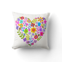 Boho WildblomHeart Dekorativ kudde