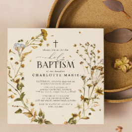 Boho WildblomHeliga Baptism Elegant Kor Blommigt Inbjudningar