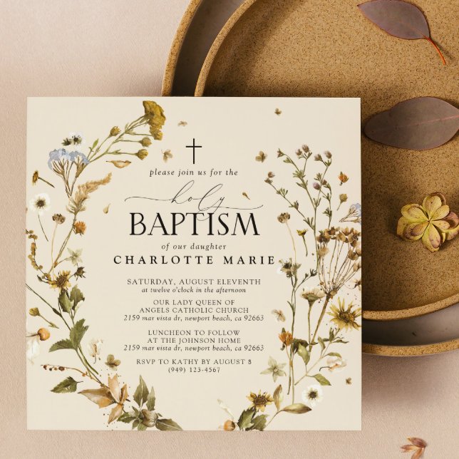 Boho WildblomHeliga Baptism Elegant Kor Blommigt Inbjudningar (Holy Baptism Invitations!)