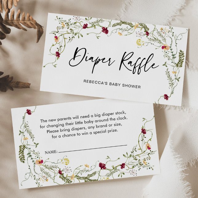 Boho Wildblomkorgkort för raffle-hölje Visitkort (Skapare uppladdad)