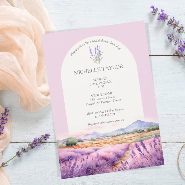 Boho WildblomLavender Lila Violet Blommigt Inbjudningar (watercolor lavender fields)