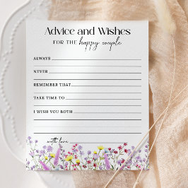 Boho Wildblomma Advice och Önskemål Shower Card