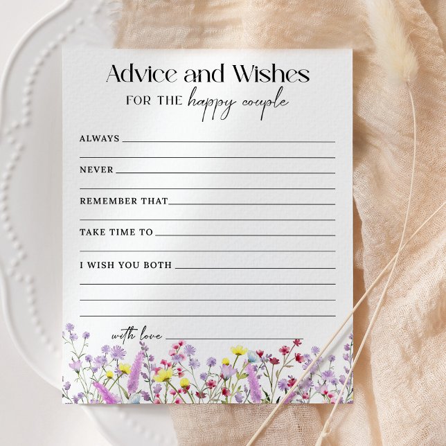 Boho Wildblomma Advice och Önskemål Shower Card (Skapare uppladdad)