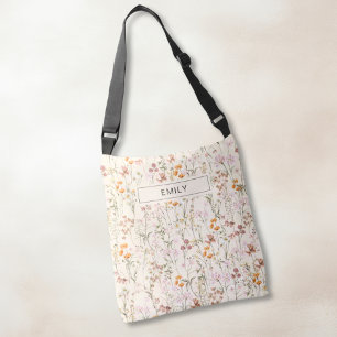 Boho Wildblomma All-over-Print Beige Shoulder Tote Axelväska