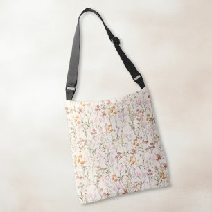 Boho Wildblomma All-over-Print Beige Shoulder Tote Axelväska