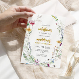 Boho Wildblomma Baby 1:a födelsedagsinbjudan Inbjudningar