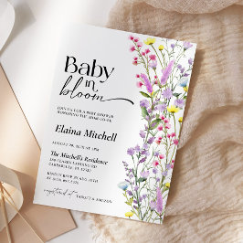 Boho Wildblomma Baby i Blommigten Bloom Shower Inbjudningar