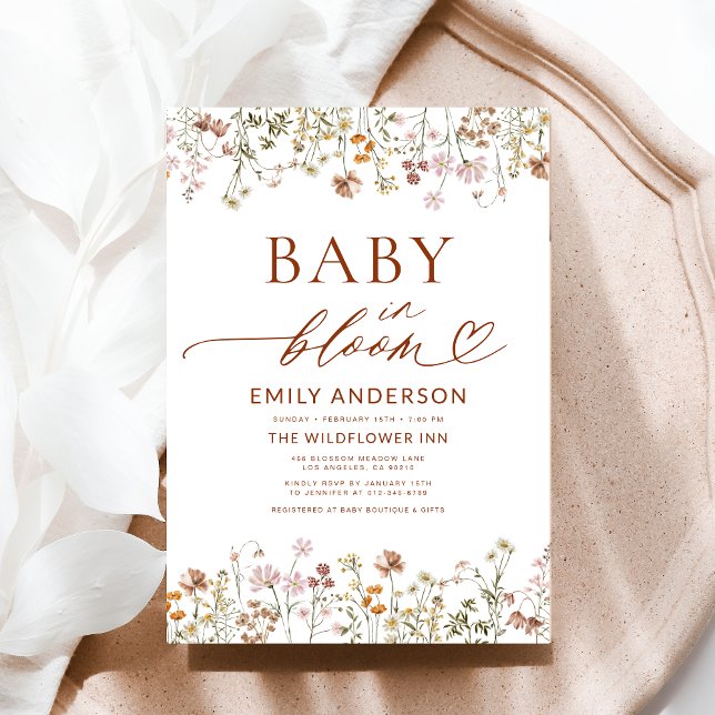 Boho Wildblomma Baby i Bloom Baby Shower Inbjudningar (Skapare uppladdad)