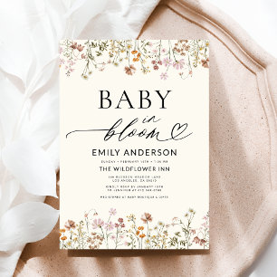 Boho Wildblomma Baby i Bloom Baby Shower Inbjudningar