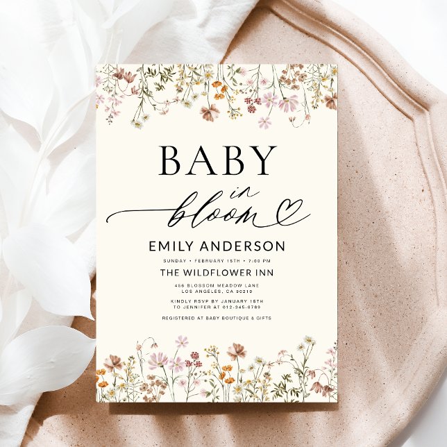 Boho Wildblomma Baby i Bloom Baby Shower Inbjudningar (Skapare uppladdad)