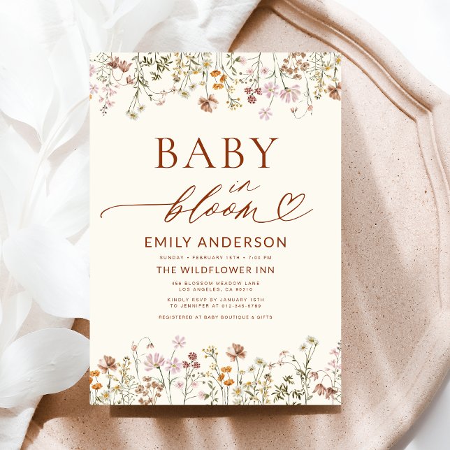 Boho Wildblomma Baby i Bloom Baby Shower Inbjudningar (Skapare uppladdad)