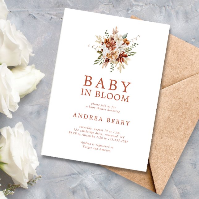 Boho Wildblomma Baby i Bloom Baby Shower Inbjudningar (Skapare uppladdad)