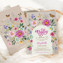 Boho Wildblomma Baby i Bloom Girl Shower